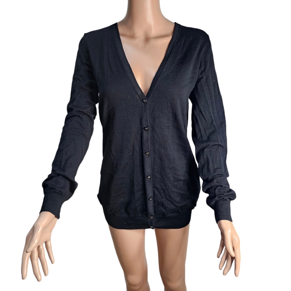Gianni Versace Medusa Button Wool Cardigan Sweater black